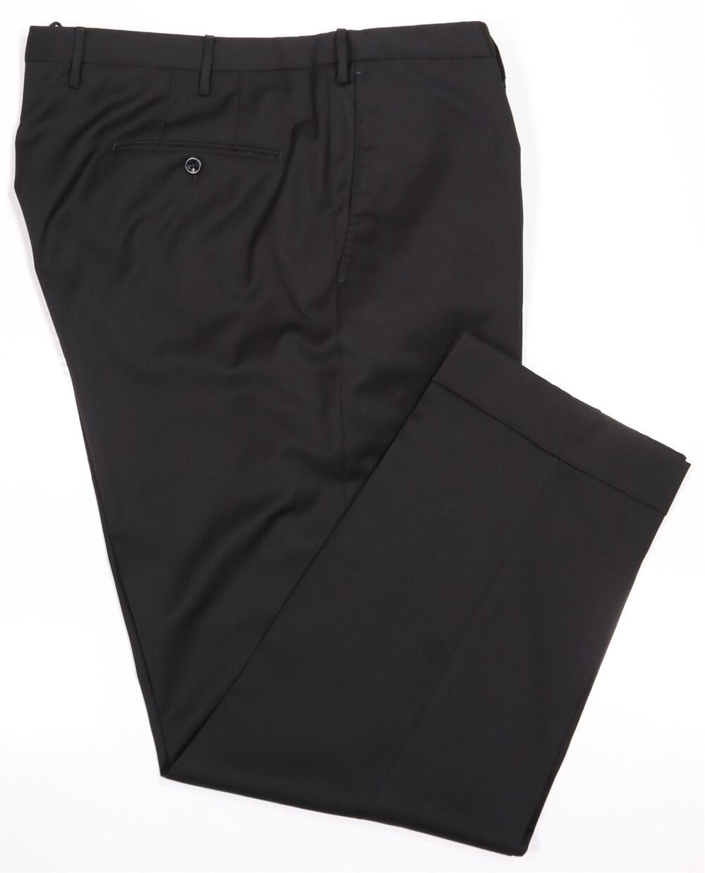 Incotex Classic Fit Solid Black Super 100's Wool Flat Front Dress Pants 38x30